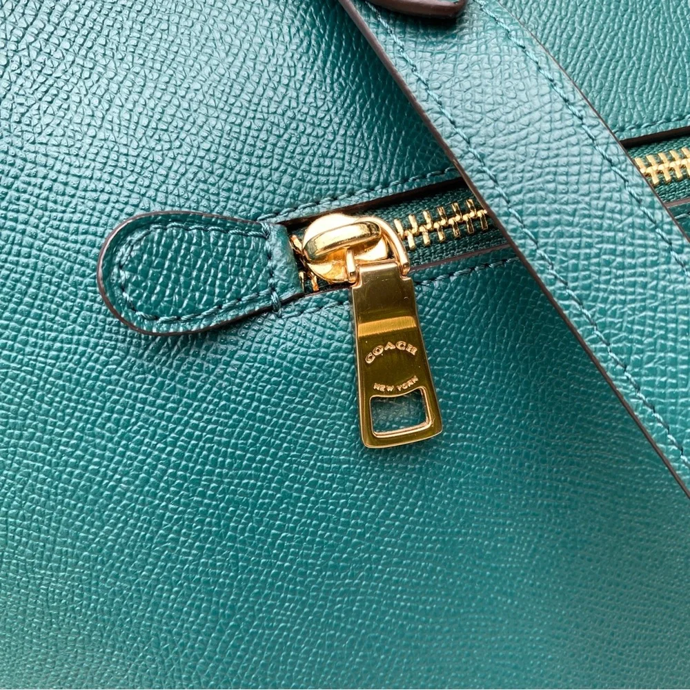 COACH Gallery City Teal Green Zip-Front Leather Tote w. Gold Hardware NEW- 79608